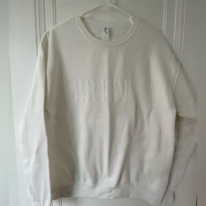 White “BRIDE” sweatshirt